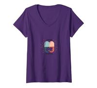 Cats are My Happy Pill - Cute Pet Lover V-Neck T-Shirt, Women, Purple, S