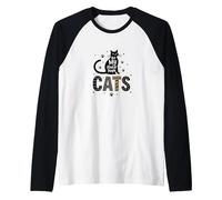 Cats are My Kind of People - Feline Lover Raglan Baseball Tee, Men, Black/White, S