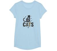 Cats are My Kind of People - Feline Lover T-Shirt, Girls, Baby Blue, Large
