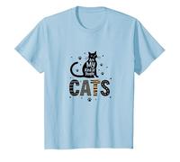 Cats are My Kind of People - Feline Lover T-Shirt, Kids, Baby Blue, 10 Years