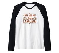Cats are My Love Language Cute Vintage Two Cat Design Raglan Baseball Tee