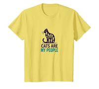 Cats are My People - Feline Lover Silhouette Art T-Shirt, Kids, Lemon, 2 Years