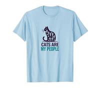 Cats are My People - Feline Lover Silhouette Art T-Shirt, Men, Baby Blue, S