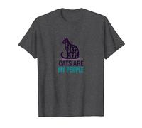 Cats are My People - Feline Lover Silhouette Art T-Shirt, Men, Dark Heather Grey, 6XL