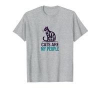 Cats are My People - Feline Lover Silhouette Art T-Shirt, Men, Heather Grey, 6XL
