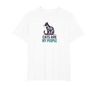 Cats are My People - Feline Lover Silhouette Art T-Shirt, Men's Big and Tall, White, 5X Tall