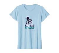 Cats are My People - Feline Lover Silhouette Art T-Shirt, Women, Baby Blue, S