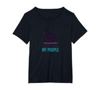 Cats are My People - Feline Lover Silhouette Art T-Shirt, Women's Plus, Black, 1X