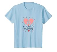 Cats are My Valentine: Adorable Feline Love Celebration T-Shirt, Kids, Baby Blue, 12 Years