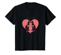 Cats are My Valentine - Feline Love Heart T-Shirt, Kids, Black, 12 Years