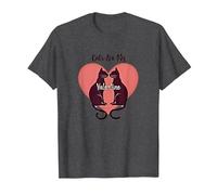 Cats are My Valentine - Feline Love Heart T-Shirt, Men, Dark Heather Grey, 6XL