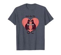 Cats are My Valentine - Feline Love Heart T-Shirt, Men, Heather Blue, 6XL
