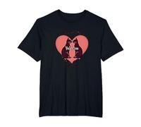 Cats are My Valentine - Feline Love Heart T-Shirt, Men's Big and Tall, Black, 6X Tall