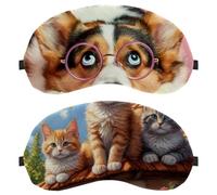 Cats are on the Roof 2-Pack Eye Patch and Eye Masks Set, Light-Blocking, Soft, Breathable Sleep Mask Kit