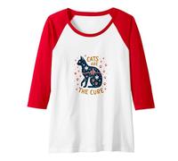 Cats are The Cure: Whimsical Pet Lover Art Raglan Baseball Tee, Women, Red/White, XL