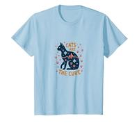 Cats are The Cure: Whimsical Pet Lover Art T-Shirt, Kids, Baby Blue, 2 Years