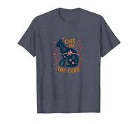 Cats are The Cure: Whimsical Pet Lover Art T-Shirt, Men, Heather Blue, 3XL