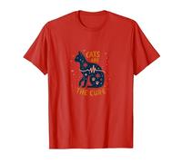Cats are The Cure: Whimsical Pet Lover Art T-Shirt, Men, Red, XL