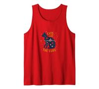 Cats are The Cure: Whimsical Pet Lover Art Tank Top, Men, Red, XXL
