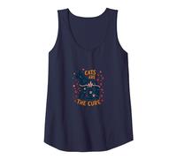 Cats are The Cure: Whimsical Pet Lover Art Tank Top, Women, Navy, S