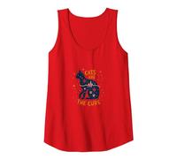 Cats are The Cure: Whimsical Pet Lover Art Tank Top, Women, Red, XL