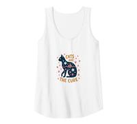 Cats are The Cure: Whimsical Pet Lover Art Tank Top, Women, White, L