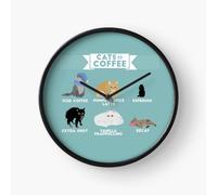 (Cats As Coffee=5077) Wall Clock 12 Inch Funny Mantel & Tabletop Art Decor for Home Bedroom Office