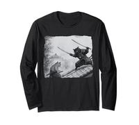 Cats at 3AM Meme Vintage Graphic Ukiyo-e Art Funny Long Sleeve T-Shirt