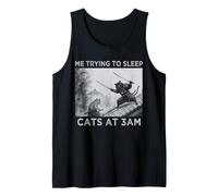 Cats at 3AM Meme Vintage Graphic Ukiyo-e Art Funny Tank Top