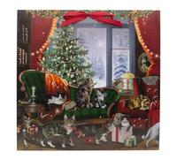 Cats at Christmas Advent Calendar | Traditional Vintage-Style Countdown with 24 Whimsical Cat Scenes & Glitter Accents - 48cm