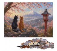 Cats at Mount Fuji Torii Gate Decorative Wood Puzzle, Adults, 1000 Pieces | During puzzle time: Jigsaw Puzzle Gift: visual matching for a more organised build at your own pace.