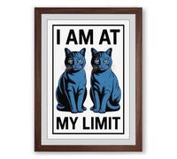 Cats at My Limit Typography Framed Wall Art Print A1 (84.1×59.4cm) Walnut, Wall Decor for Living Room, Bedroom, Office & Home, Ready to Hang, Art Gift