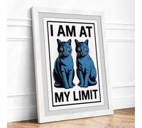 Cats at My Limit Typography Framed Wall Art Print A1 (84.1×59.4cm) White, Wall Decor for Living Room, Bedroom, Office & Home, Ready to Hang, Art Gift
