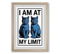Cats at My Limit Typography Framed Wall Art Print A3 (42×29.7cm) Oak, Wall Decor for Living Room, Bedroom, Office & Home, Ready to Hang, Art Gift
