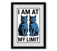 Cats at My Limit Typography Framed Wall Art Print A4 (29.7×21cm) Black, Wall Decor for Living Room, Bedroom, Office & Home, Ready to Hang, Art Gift