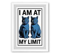 Cats at My Limit Typography Framed Wall Art Print A4 (29.7×21cm) White, Wall Decor for Living Room, Bedroom, Office & Home, Ready to Hang, Art Gift