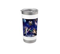 Cats Attack Funny Meow Wars Cat in Space Kitten Lovers Stainless Steel Insulated Tumbler