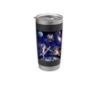 Cats Attack Funny Meow Wars Cat in Space Kitten Lovers Stainless Steel Insulated Tumbler
