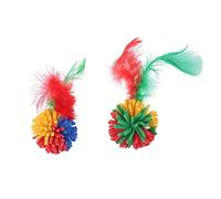 Cats Balls Toy Small EVA Balls Bright Color 2in Kitten Chasing Balls Increasing Exercise for Indoor Cats With/No Feather(A)