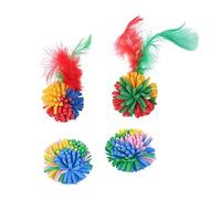 Cats Balls Toy Small EVA Balls Bright Color 2in Kitten Chasing Balls Increasing Exercise for Indoor Cats With/No Feather(For B)
