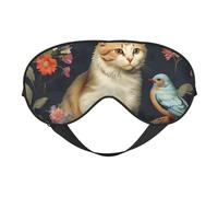 Cats Birds & Flowers Print Stylish Eye Mask Lightweight Travel Yoga Nap Meditation Camping Work Relaxation