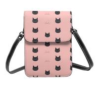 Cats Black Cool Print Small Crossbody Bags for Women, Small Purses Leather Cell Phone Cross Body Bag