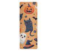 Cats Black White Halloween yoga mats for home workout for gym printed, non slip, non slip yoga towel with bag for carrying tapete para ejercicio 71x26 inches