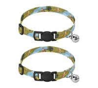 Cats Blue Skies Trees Flowers Kitten Collar 2 Pack Lightweight Small Dog Collar Adjustable 10.6 to 17.1 Inches