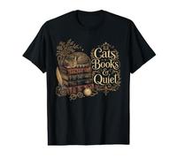 Cats Books and Quiet Literary Cat Reader Value Graphic T-Shirt