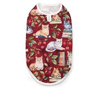 Cats Books Cherry Fruit Funny Dog Shirt Lightweight Printed Sleeveless Pet Vest Cats T-Shirts XL