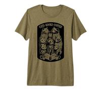 Cats Books Coffee Funny Bookish Cat Lover Premium T-Shirt
