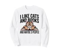 Cats Books Maybe 3 People Antisocial Introvert Reading Sweatshirt