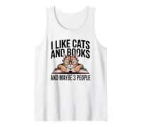Cats Books Maybe 3 People Antisocial Introvert Reading Tank Top