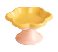 Cats Bowls - 15x8.6cm Ceramic Feeding Dish, Anti Spill Pet, Smooth Feeder, Cute Flower Design Raised Stand, Sturdy Food And Water Dish | Modern For Fat Face Puppy And